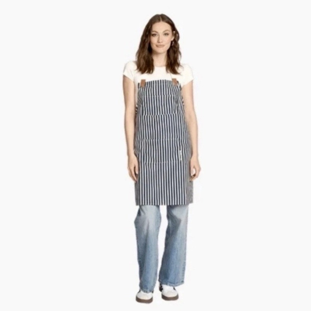 Business & Pleasure Co. Lauren's Navy Stripe Apron OS Adjustable Straps - New